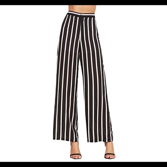 High waisted stripped wide leg Palazzo pants - Picture 4 of 7